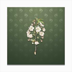 Vintage Pear Tree Flowers Botanical on Lunar Green Pattern n.0242 Canvas Print