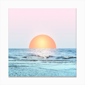 Sunset In The Sea 1 Square Canvas Print