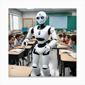 Robot In Classroom 2 Canvas Print