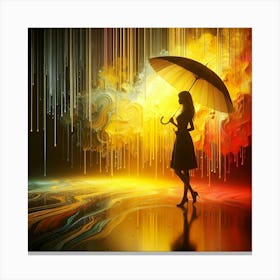 Abstract Woman With Umbrella Canvas Print