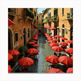 Default Red Umbrellas In Italy Art 2 Canvas Print