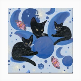 Black Cat Moon Canvas Print