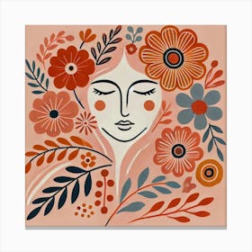 woman portrait with flowers Canvas Print