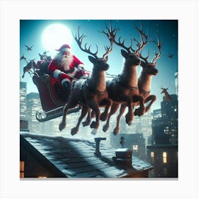 Santa Claus Flying Canvas Print