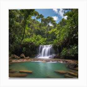 Waterfall In The Jungle 1 Canvas Print