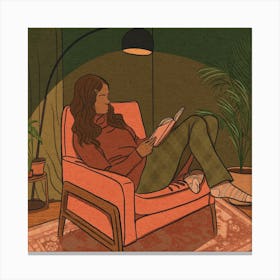 Lady Reading Cosy Canvas Print