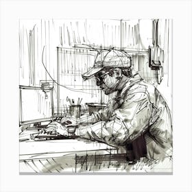 Man Working On Computer 2 Canvas Print