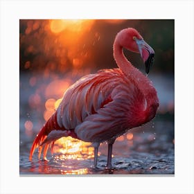 Flamingo At Sunset 1 Canvas Print