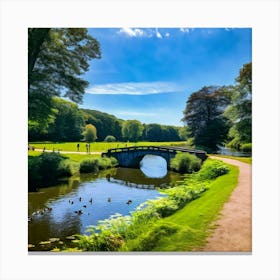 Nature Summer Outdoors Water Sightseeing Victory Park Duck Pond Garden Lake Shore Autumn (8) Canvas Print