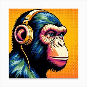 Chimpanzee With Headphones Canvas Print