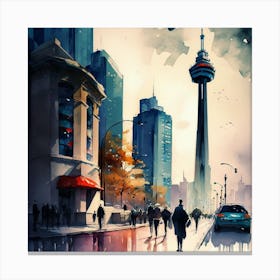 Toronto Cityscape Water Color 2 Canvas Print