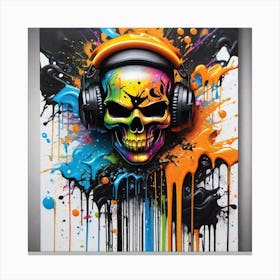 Skull With Headphones 81 Canvas Print