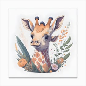 Floral Giraffe (1) Canvas Print