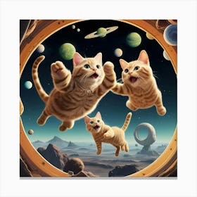 Animated Images Of Cats Having Fun In On Alien Planet Canvas Print