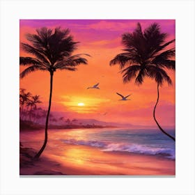 Sunset At The Beach 15 Canvas Print