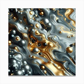 Abstract Gold And Silver Liquid Canvas Print