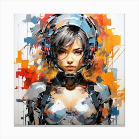 Abstract World Of Quantum Mechanics Sci Fi Beautiful Cyborg Female Canvas Print