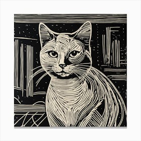 Cat black and white Canvas Print