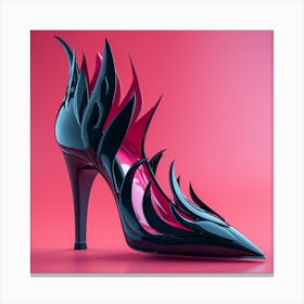 High Heel Shoe With Flames Canvas Print