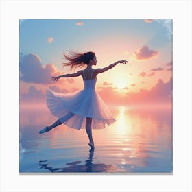 Watercolor Dancer With Tranquil Evening Sky Backdrop 1 Canvas Print