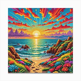 Sunset Over The Ocean Canvas Print