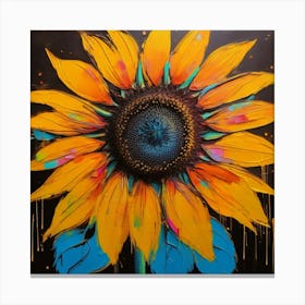 Colorful Sunflower, Inspired By Andy Warhol Canvas Print