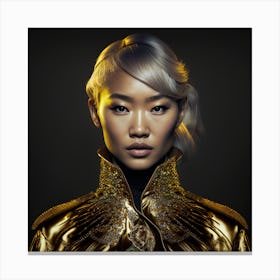 Asian Woman In Gold Jacket Canvas Print