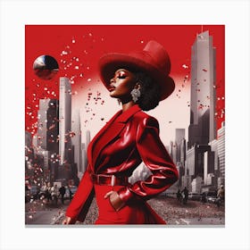 Woman In Red 13 Canvas Print