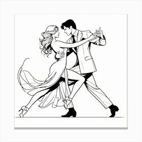 Line Art Tango dance 4 Canvas Print