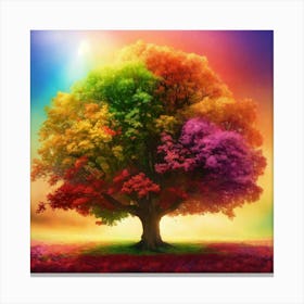 A Colorful Rainbow Tree Canvas Print