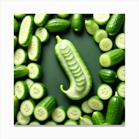 Cucumbers On Green Background 2 Canvas Print