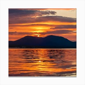 Sunset Over A Lake Canvas Print