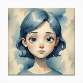 Blue Haired Girl Canvas Print