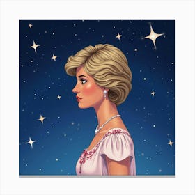 Princess Diana Surrounded By Watercolor Stars In A Night Sky 1 Canvas Print