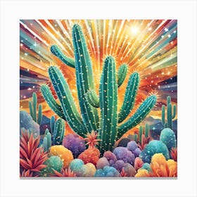 Cactus Painting 1 Canvas Print