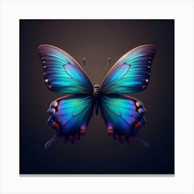A Stunning and Colorful Digital Painting of a Butterfly with Vibrant Blue, Green, and Purple Hues, Capturing the Delicate Beauty and Symmetry of Nature's Winged Wonders Canvas Print