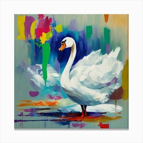 Swan Painting Bird Animal Canvas Print