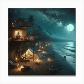 Night At The Beach 3 Canvas Print