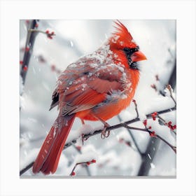 Cardinal In The Snow 3 Canvas Print