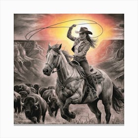 Western Spirit Monochromatic Tribute To Adventure In The Wild West (4) Canvas Print