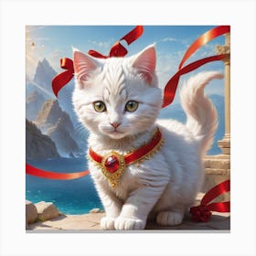 Pretty White furry Cat Canvas Print