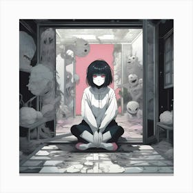 Manga Girl In The Doorway Canvas Print