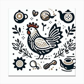 Scandinavian style, chicken 3 Canvas Print