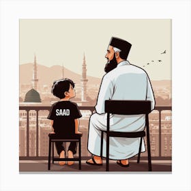 Muslim Father And Son Canvas Print