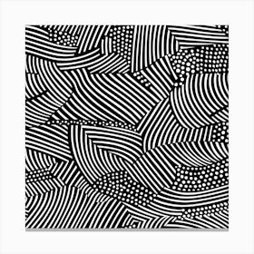 Doodles In Black And White Line Art 1 Canvas Print