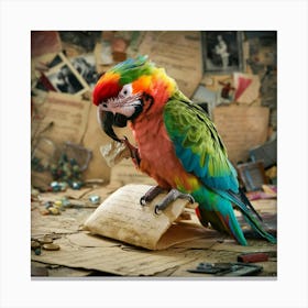 Parrot On The Book Canvas Print