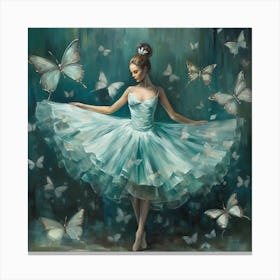 Ballet Dancer With Butterflies Canvas Print