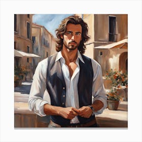 Man With Long Hair 2 Canvas Print