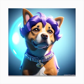 Dog With Purple Hair Canvas Print