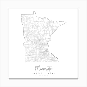 Minnesota Minimal Street Map Square Canvas Print